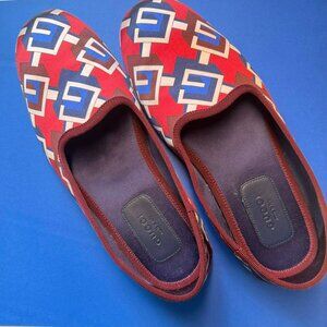 GUCCI  Red and blue Slippers with Bold geometric G Logo - Authentic